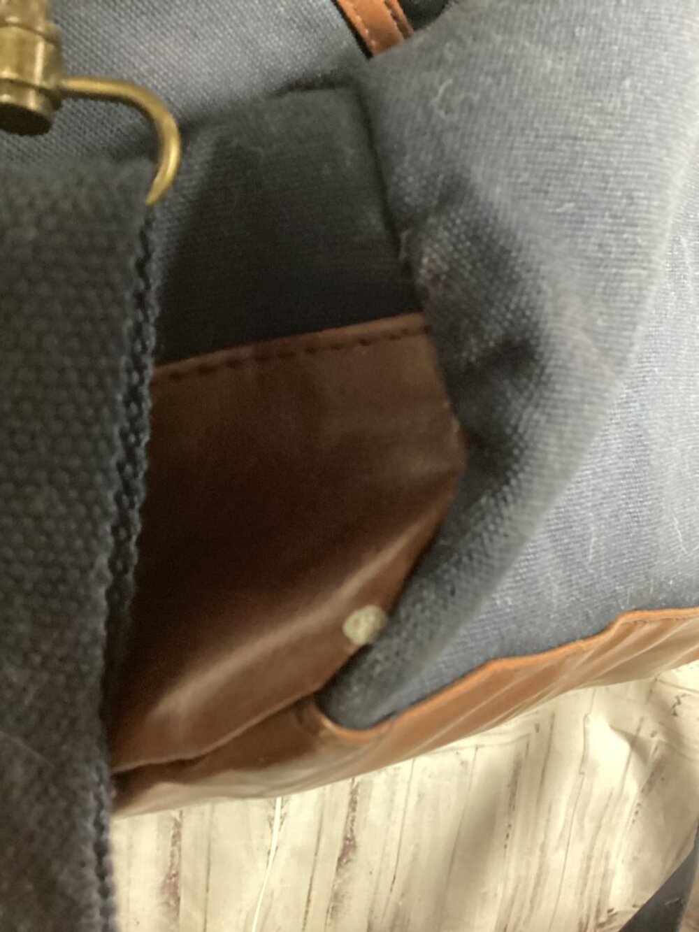Ralph Lauren Navy Canvas Duffel with Brown Faux Leather Trim - Picture 12 of 16